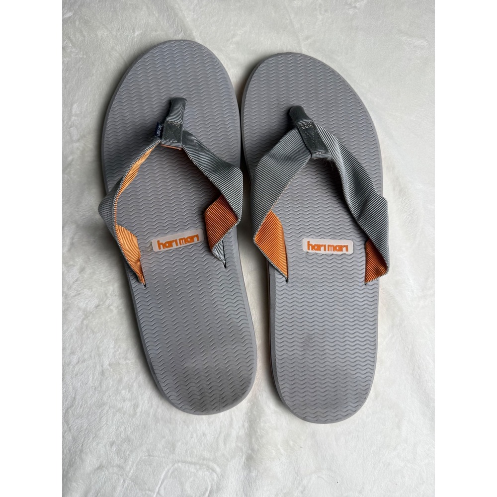 Hari Mari Fields Gray Orange Flip Flop Sandals Mens 13 Comfort Thong Sandals